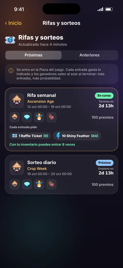 Rifas y sorteos del juego